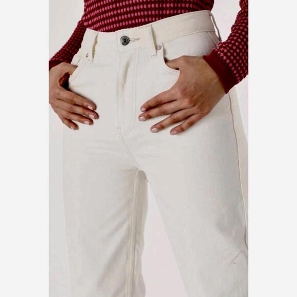Free People The Pacifica High Rise Slim Straight Leg Jeans Ivory Size 25” - Picture 4 of 8